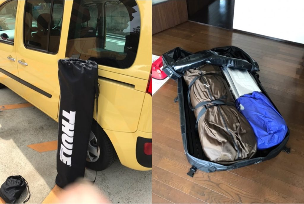 キャンプでルーフボックス スーリー レンジャー90は折りたたみ可能で便利