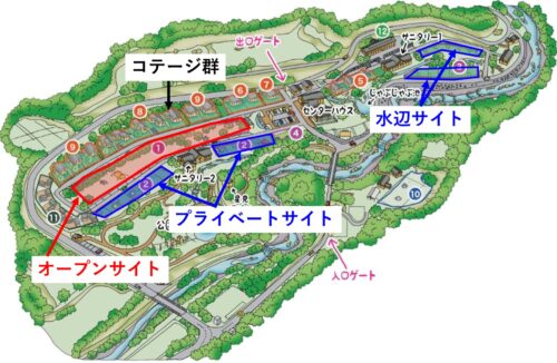 青川峡キャンピングパークのサイトマップ